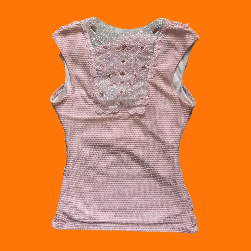 00's vintage baby pink coquette fairy cowl neck y2k tank top SMALL a. byer
